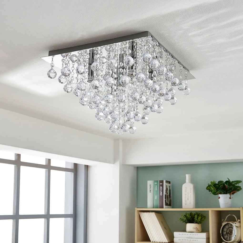Plafoniera soffitto Annica Lindby, dimmerabile, Chiaro / Trasparente, Soggiorno / Sala da pranzo, Metallo, Moderno, Plafoniera