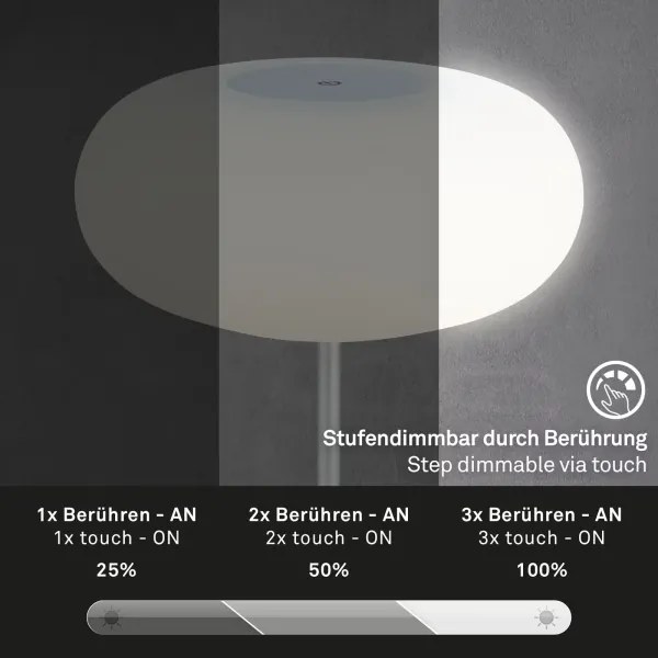 Brilo - Lampada da tavolo ricaricabile e dimmerabile LED per esterni OLANA, 3W/5V, IP44