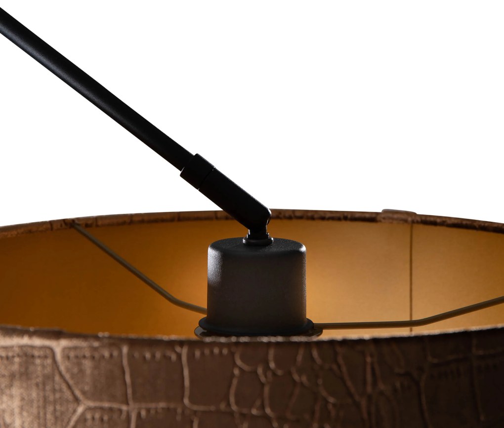 Lampada a Sospensione Nera con Paralume in Velluto Effetto Coccodrillo 35cm - Blitz