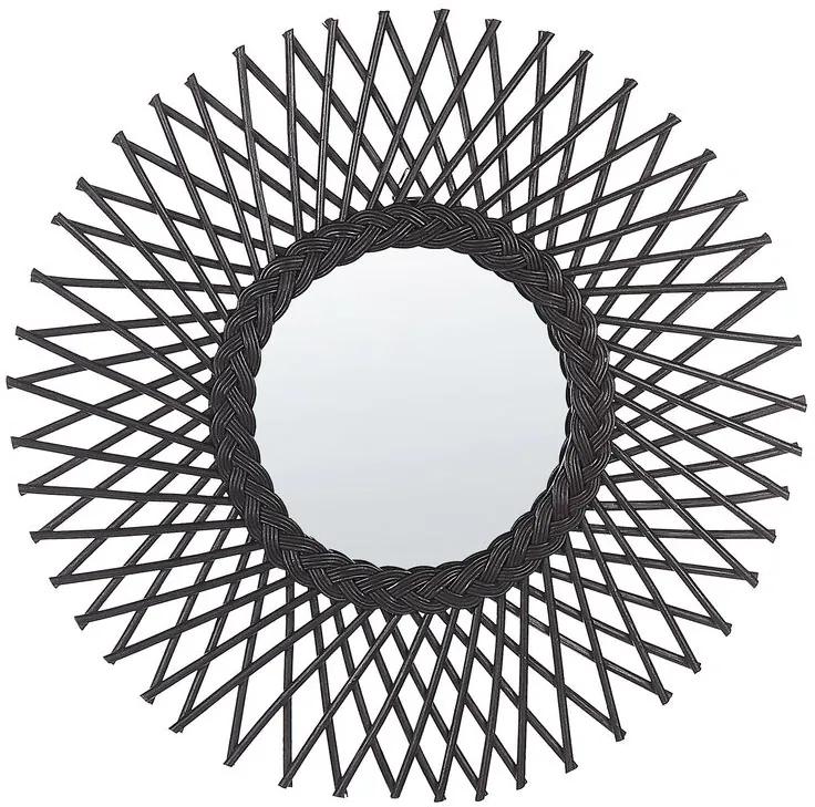 Specchio da parete rotondo rattan nero ⌀ 60 cm TAGOLU Beliani