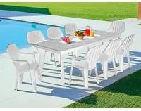 Tavolo da esterno Mercurio, Tavolo rettangolare, Tavolo allungabile da giardino o da bar, 100% Made in Italy, Cm 160-220x90h74, Bianco