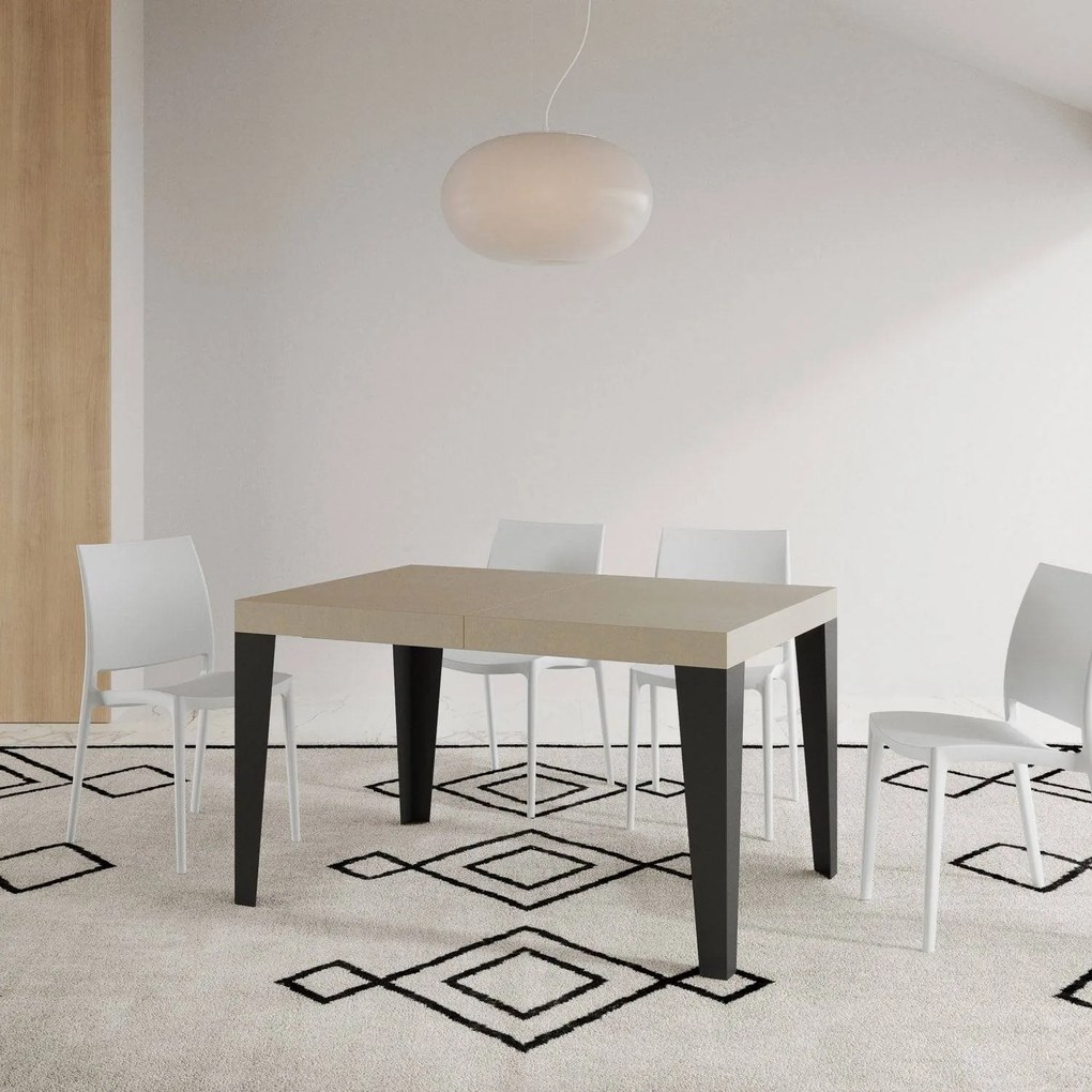 Tavolo allungabile Flame con telaio e gambe antracite, Cashmere / 80x160/244 cm