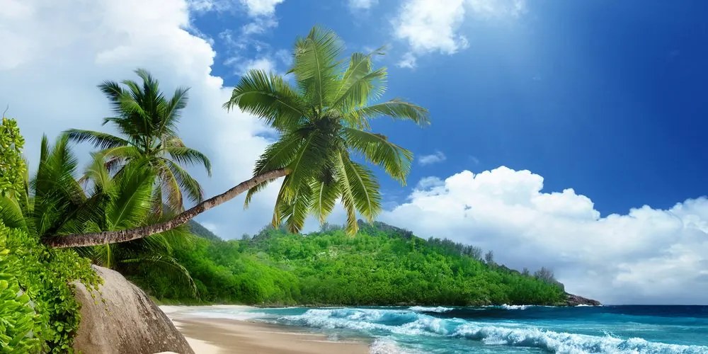 Stampa su tela – Spiaggia stupenda sull'isola delle Seychelles
