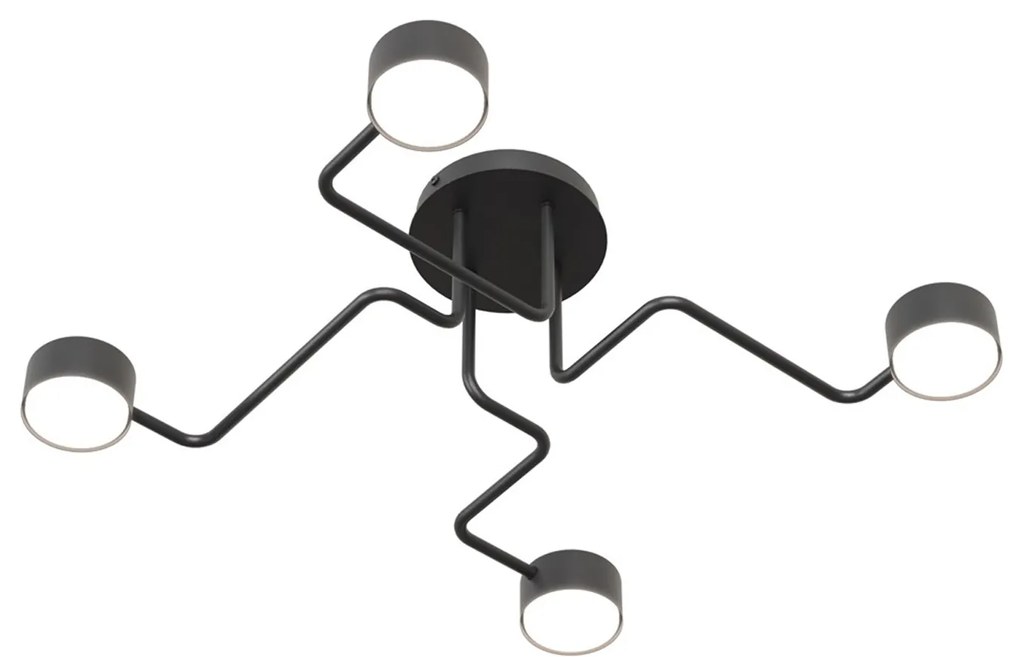 Plafoniera Moderna Ade Acciaio Nero 4 Luci Gx53 Ip20