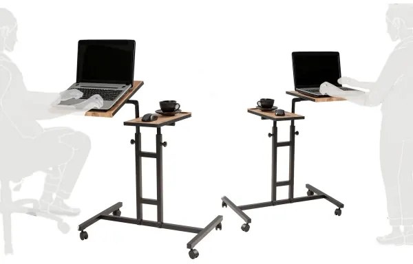 Tavolo regolabile GLEN 87x67 cm marrone/nero