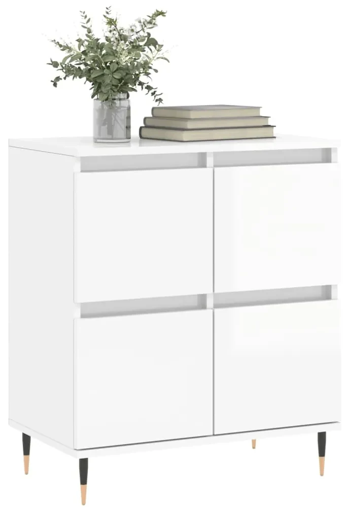 Credenza bianco lucido 60x35x70 cm in legno multistrato