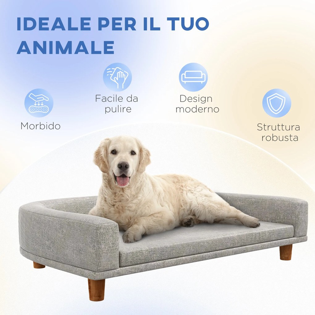 Cuccia per Cani di Taglia Grande Divano con Cuscino Sfoderabile 98x67x25 cm Grigio...