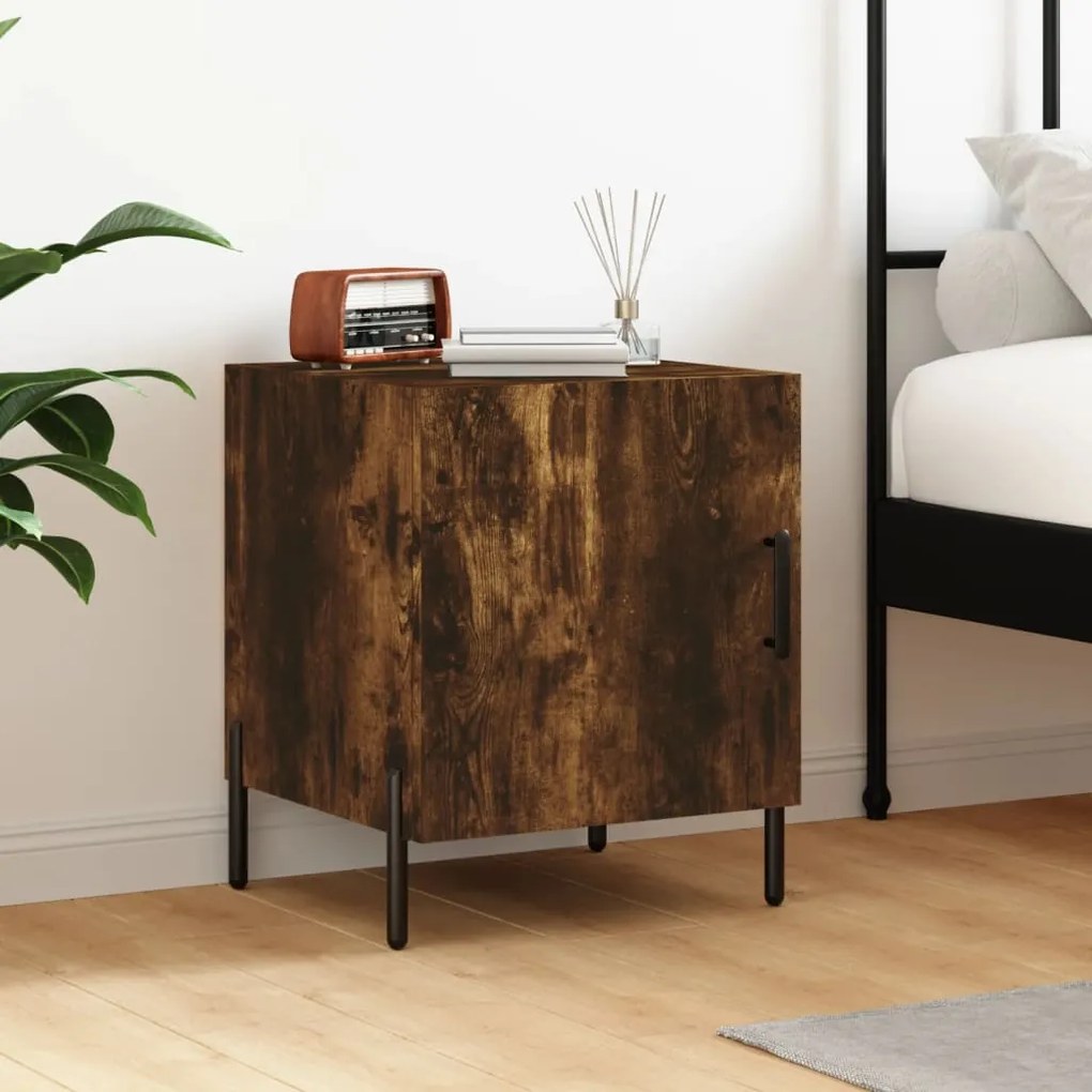 Comodino Rovere Fumo 40x40x50 Cm İn Legno Multistrato /