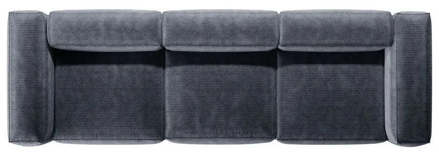 Divano blu polveroso con rivestimento in velluto a coste 364 cm Bergamo – Cosmopolitan Design