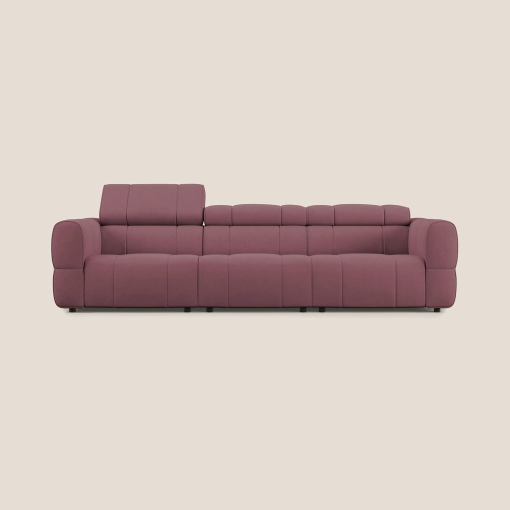 Giotto Divano modulare a 3 sedute con opzione relax elettrico in microfibra effetto velluto impermeabile T09