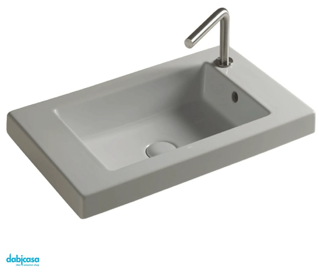 Ceramica Tecla "Serie 35" Lavabo Da Incasso o Sospeso 60x35 Cm Bianco Lucido