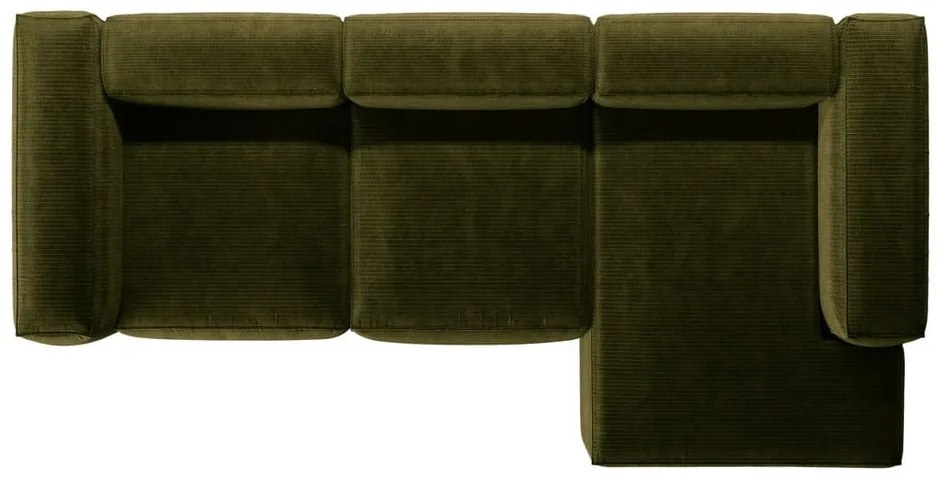 Divano angolare verde (con penisola a destra/con chaise lounge) con rivestimento in velluto a coste Bergamo – Cosmopolitan Design