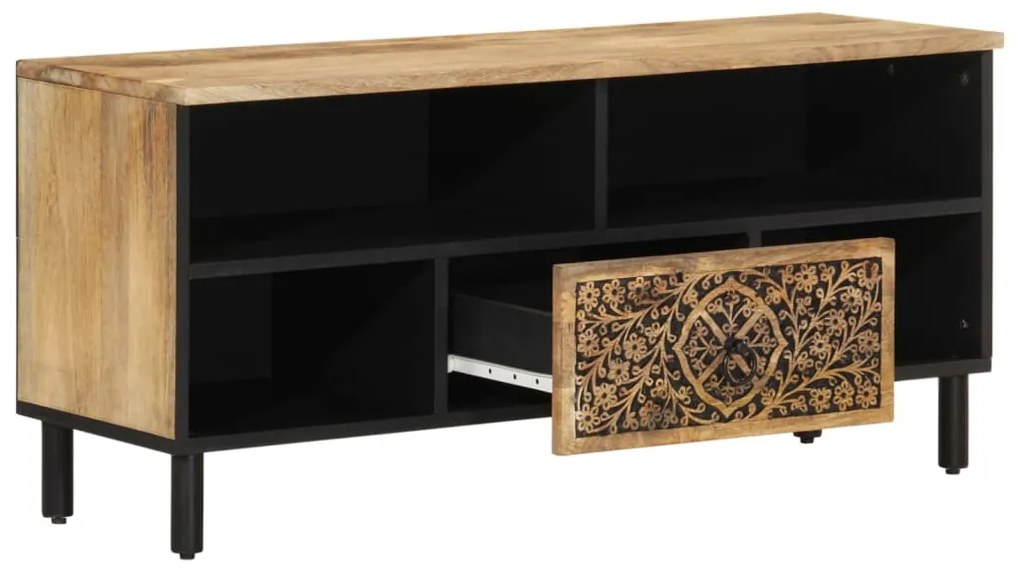Mobile porta tv 100x33x46 cm in legno massello di mango