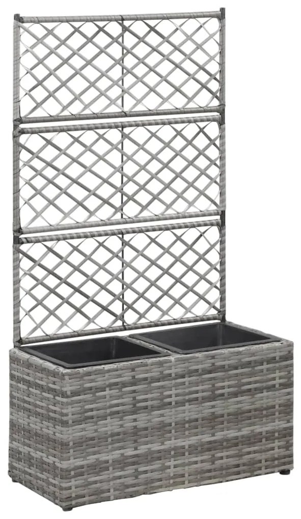 Letto Rialzato A Traliccio 2 Vasi 58x30x107cm Polyrattan Grigio /
