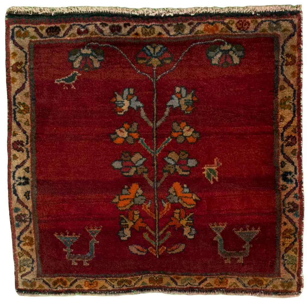 Shiraz Tappeto 60 x 60 Rosso (Iran) Annodato A Mano