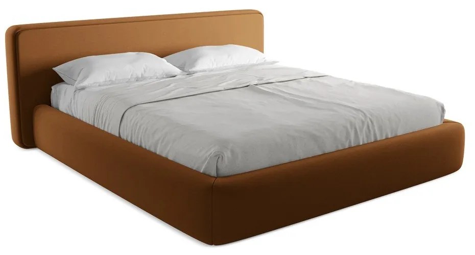 Letto matrimoniale imbottito in terracotta con contenitore a griglia 180x200 cm Kiana - Makamii
