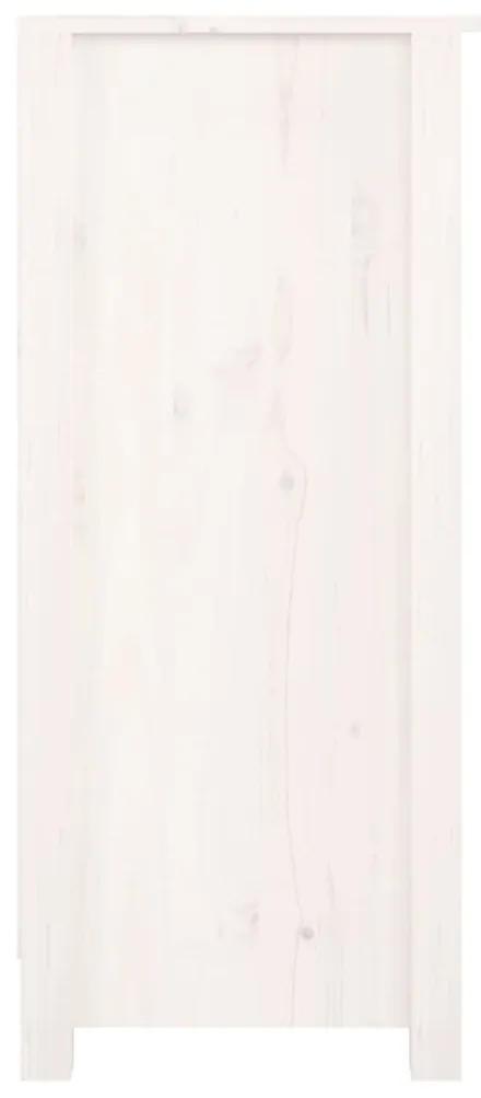 Credenza bianca 70x35x80 cm in legno massello di pino