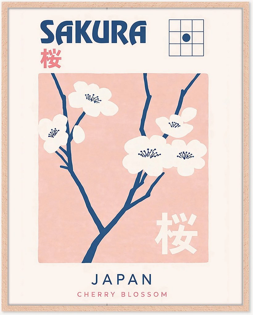 Stampa digitale incorniciata fatta a mano Sakura