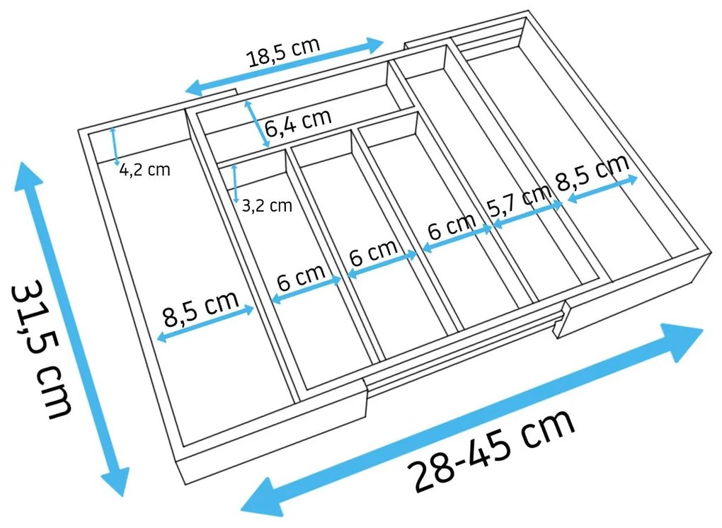 Organizer per cassetti estensibile