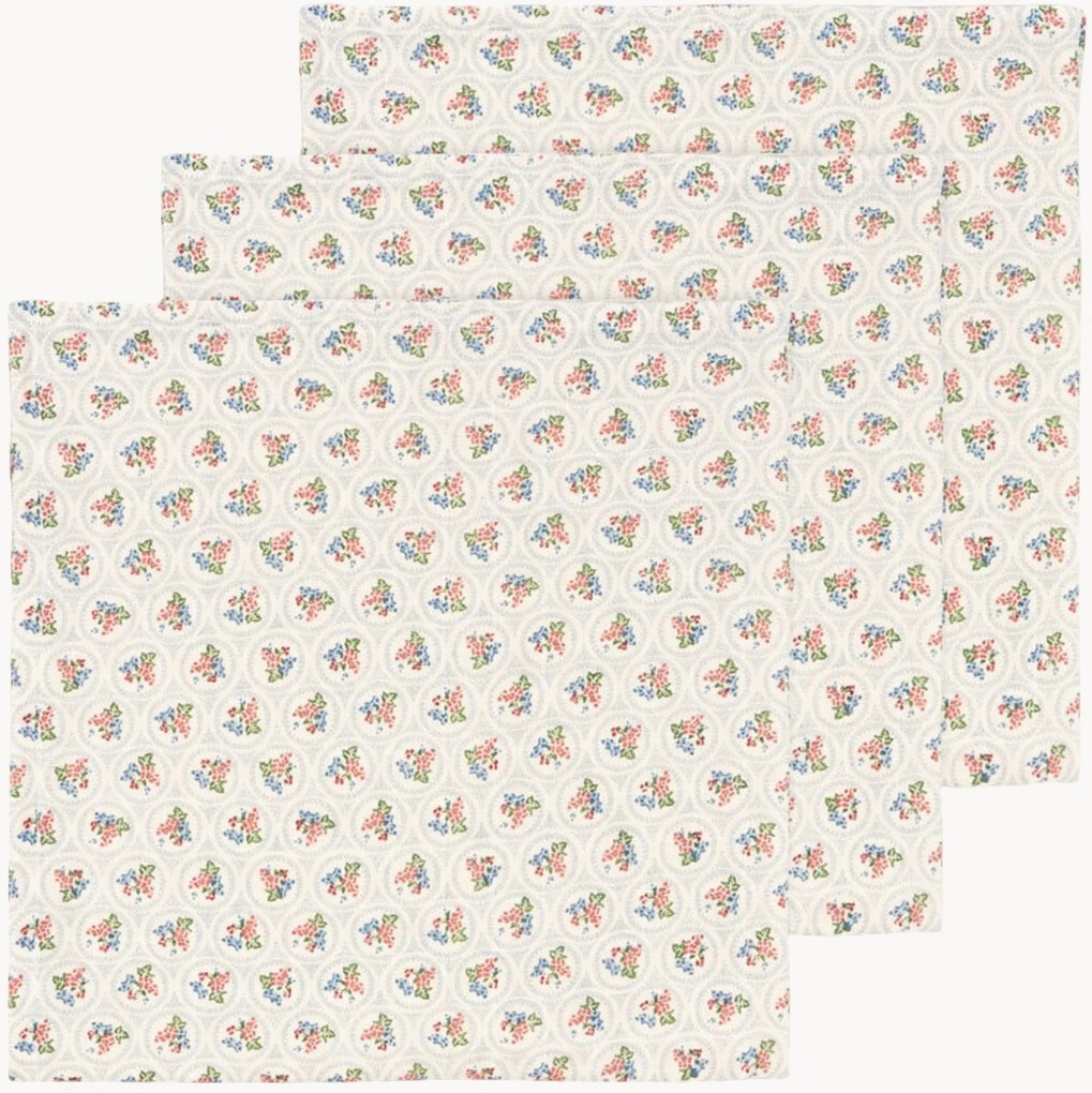 Set di 3 panni in mussola di cotone organico Verona Blues