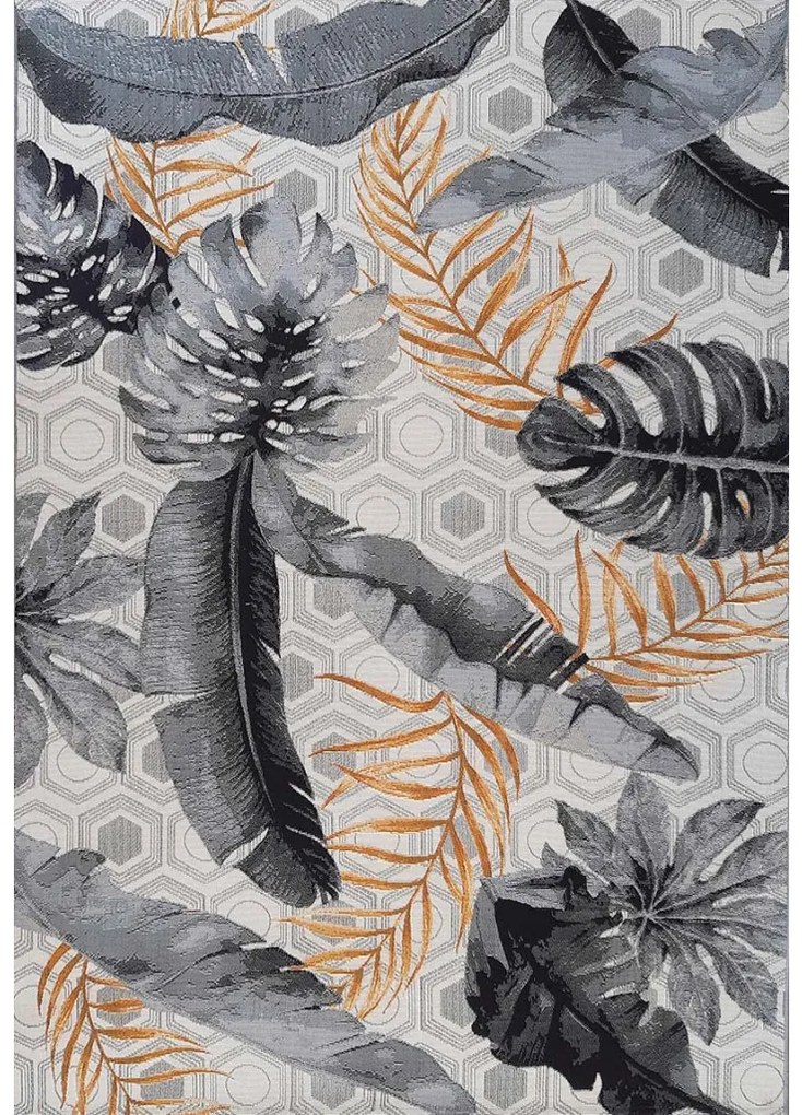 Tappeto Jungle 24 – Tappeto Tropicale con Pattern bianco e nero Indoor & Outdoor
