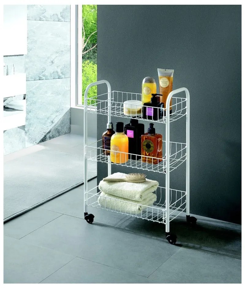Carrello portaoggetti bianco in metallo 41x63x23 cm Siena – Metaltex