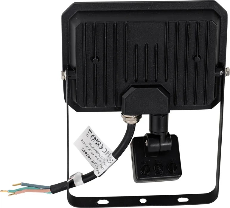 Radiatore nero con LED 30W IP65 con sensore di movimento - Levana