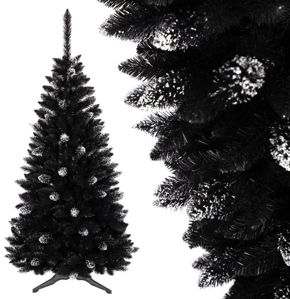 Albero di Natale nero con decorazioni 150 cm