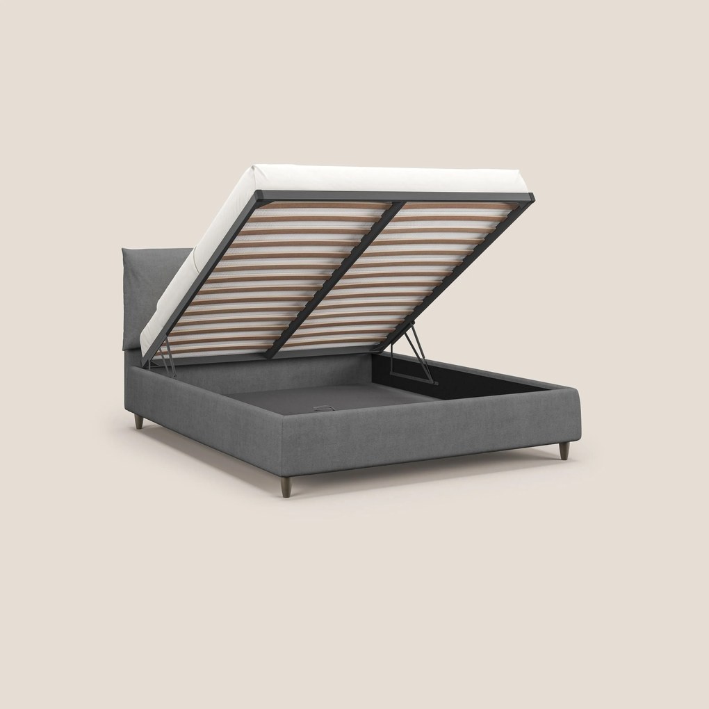 Mariana letto imbottito contenitore con cuscini in tessuto impermeabile T02 grigio