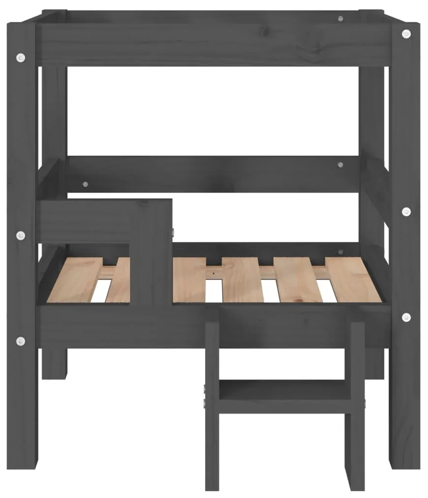 Cuccia per cani grigio 55,5x53,5x60cm in legno massello di pino