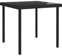 Tavolo da Pranzo per Esterni Nero 80x80x72 cm Vetro e Acciaio 313098