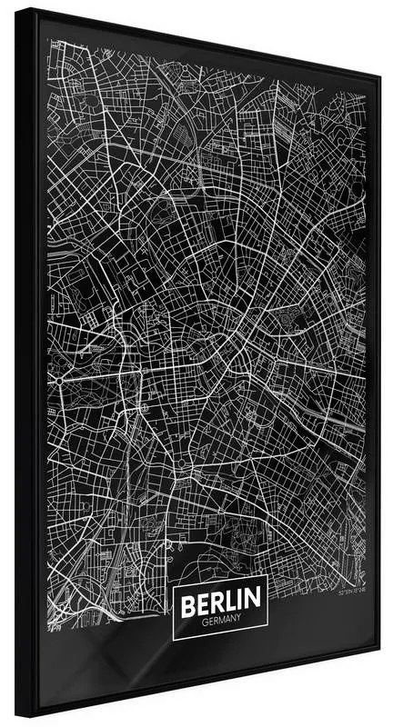 Poster  City Map: Berlin (Dark)  Cornice Quadri Cornice nera, Larghezza x Altezza Home decor 30x45