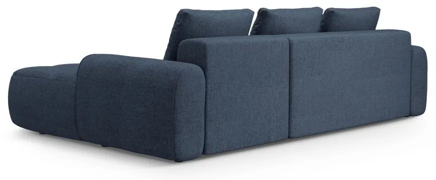 Divano angolare blu scuro allungabile/con contenitore (con penisola a destra/con chaise lounge) Linz – Cosmopolitan Design