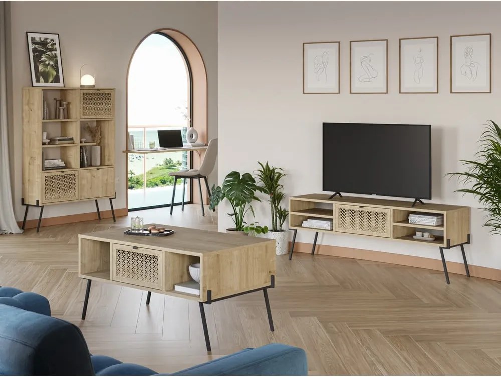 Tavolino da salotto di colore naturale con effetto rovere 60x100 cm Evan – Marckeric