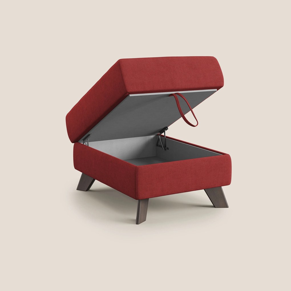 Moon Pouf contenitore e piedini alti in tessuto morbido impermeabile T02 rosso