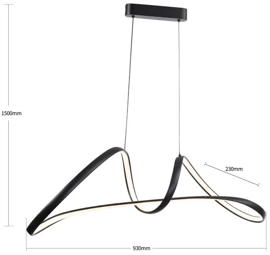 Brilagi-LED Lampada a sospensione dimmerabile su cavo TWISTER LED/60W/230V 3000-6000K nera + telecomando