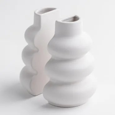 Set Di 2 Fermalibri In Ceramica Crosby Bianco - Sklum