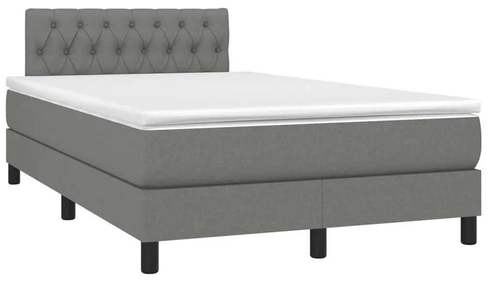 Letto a molle materasso e led grigio scuro 120x200cm in tessuto