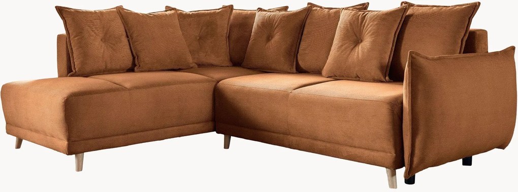 Divano angolare letto in velluto a coste con contenitore Lazy Lukka