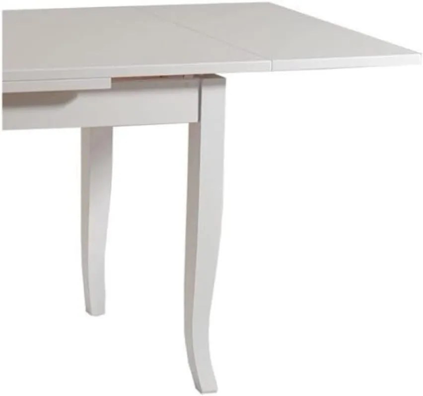 Tavolo da pranzo classico in legno massello bianco opaco 160x80 cm