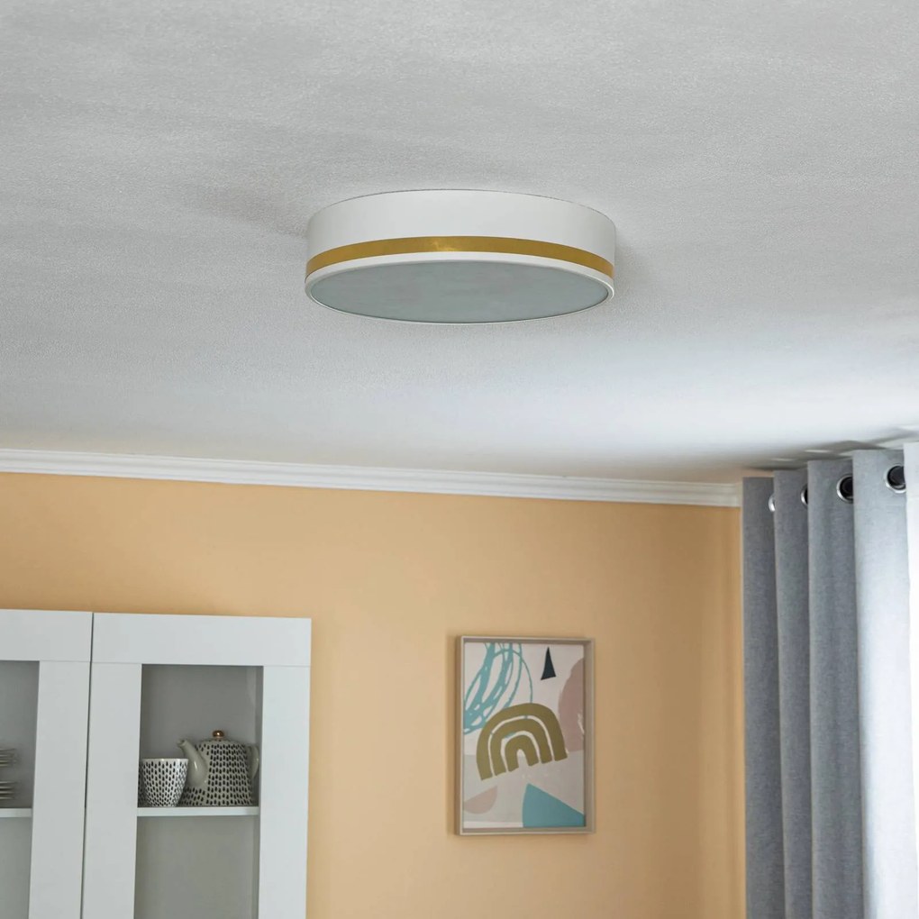 Argon Plafoniera Amore, strisce dorate, bianco, Ø 35 cm