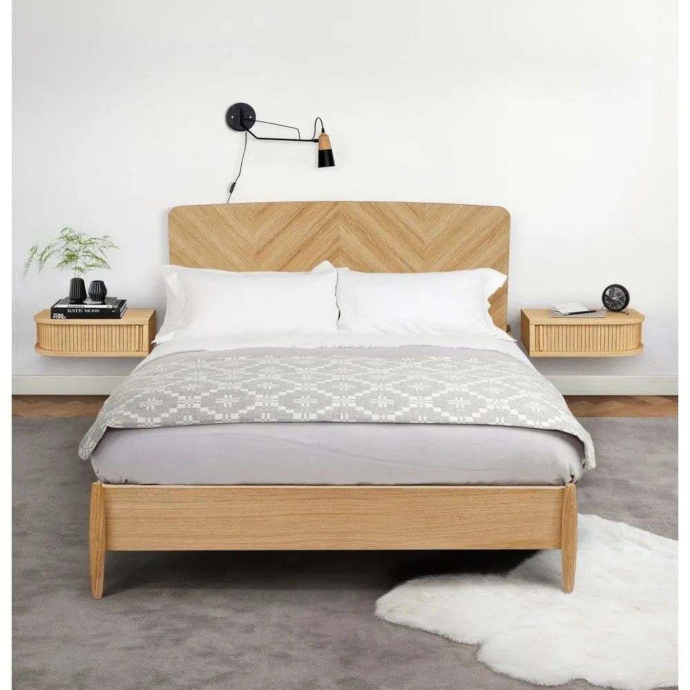 Comodino colore naturale con effetto rovere Farsta – Woodman