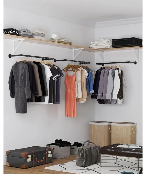 Set di 2 appendiabiti da parete per grucce LINEA, nero