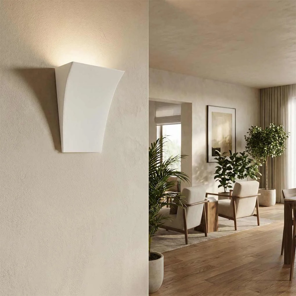 Applique da Parete G9 Curva Luce Indiretta in Gesso Pitturabile