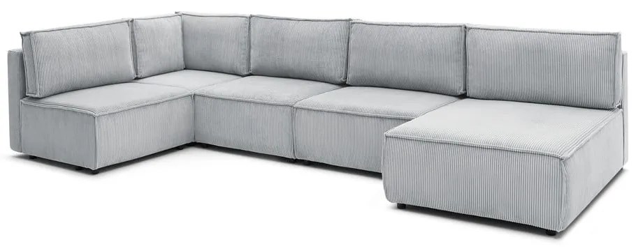 Divano a U angolare in velluto a coste variabile grigio chiaro Nihad modular - Bobochic Paris