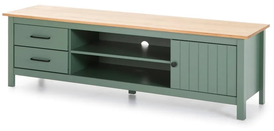 Tavolo TV in legno di pino di colore verde-naturale 158x47 cm Miranda - Marckeric