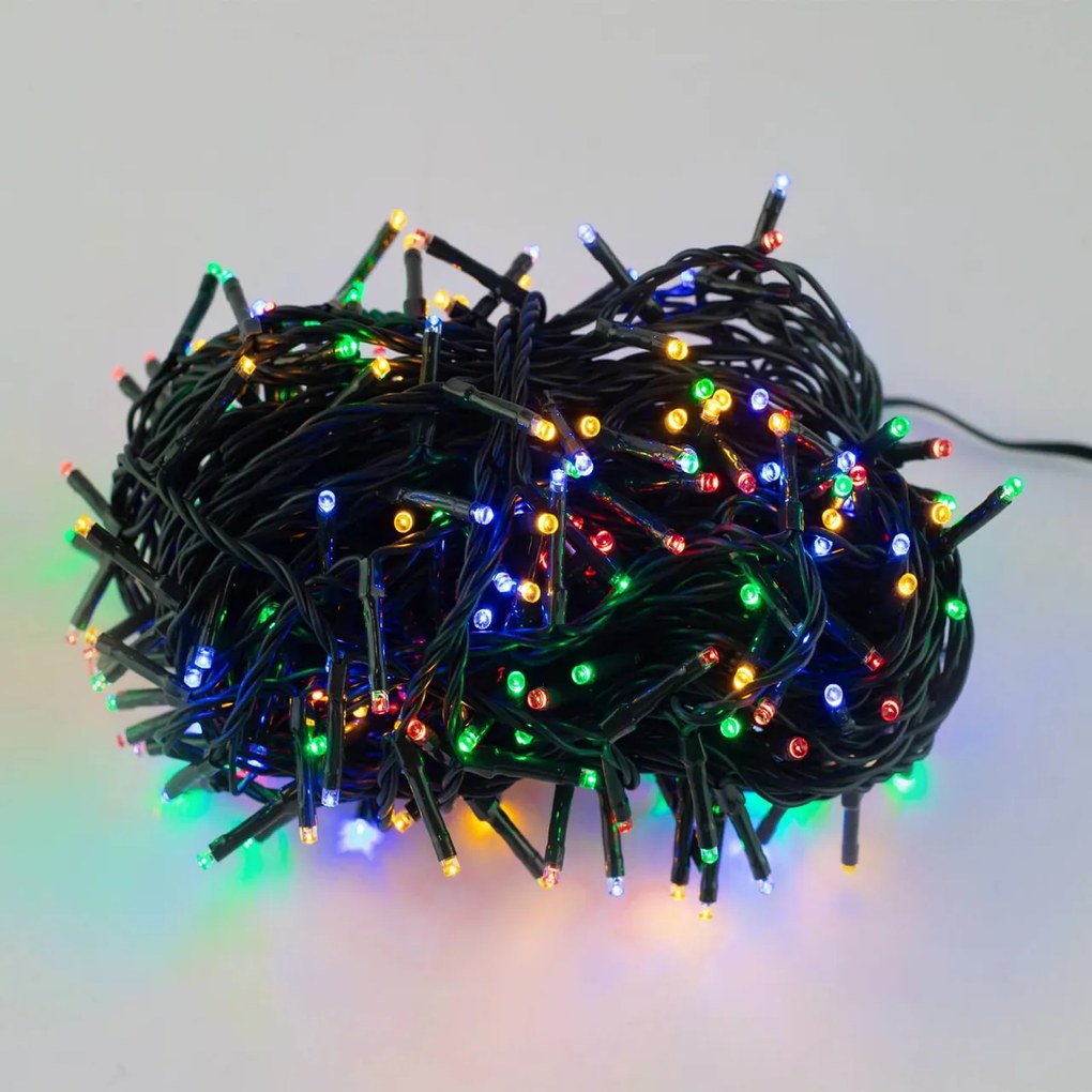 Catenaria Natalizia LED 8 GIOCHI DI LUCE 18m Cavo VERDE IP44 MULTICOLOR Colore Multicolor