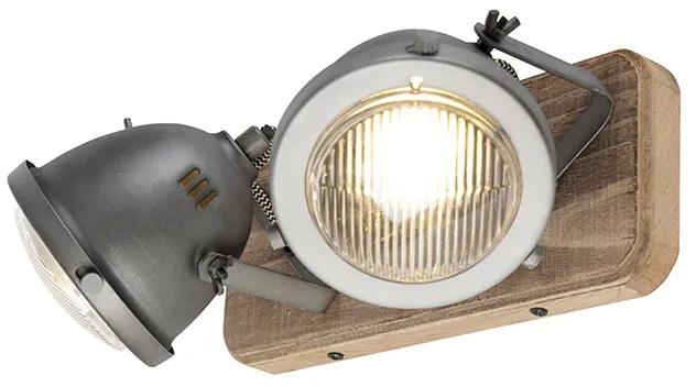 Faretto / Applique industriale grigio legno incl.2 lampadine smart GU10 - EMADO