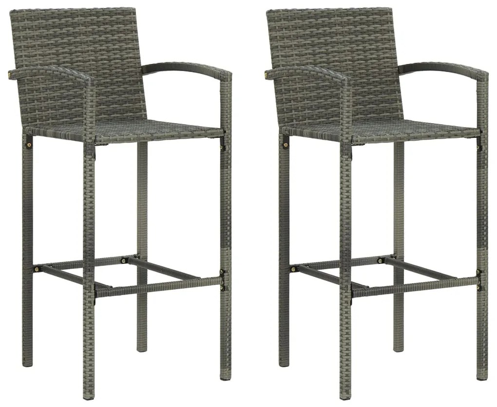 Sgabelli da bar 2 pz grigi in polyrattan