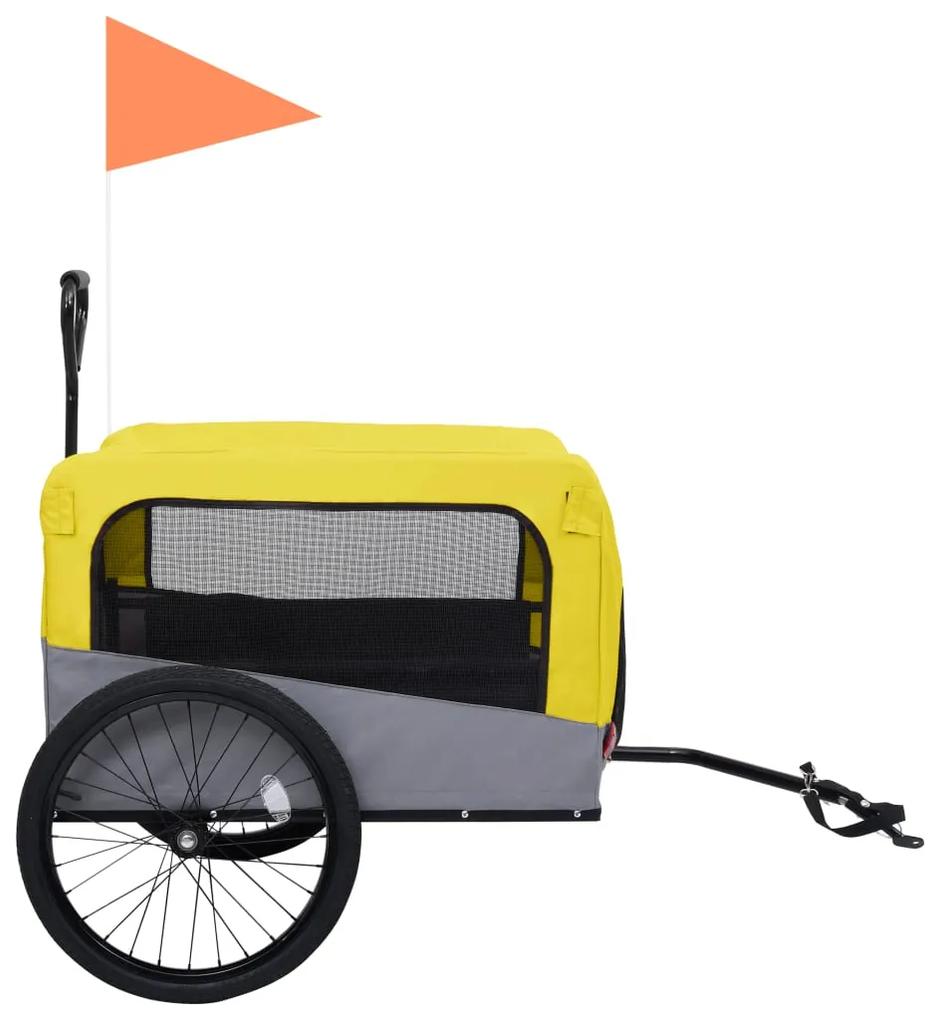 Rimorchio bici animali carrello jogging giallo e grigio